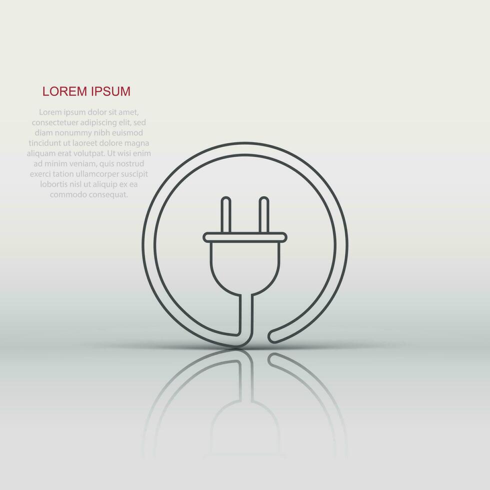 Vector electric plug icon in flat style. Power wire cable sign illustration pictogram. Wire business concept.