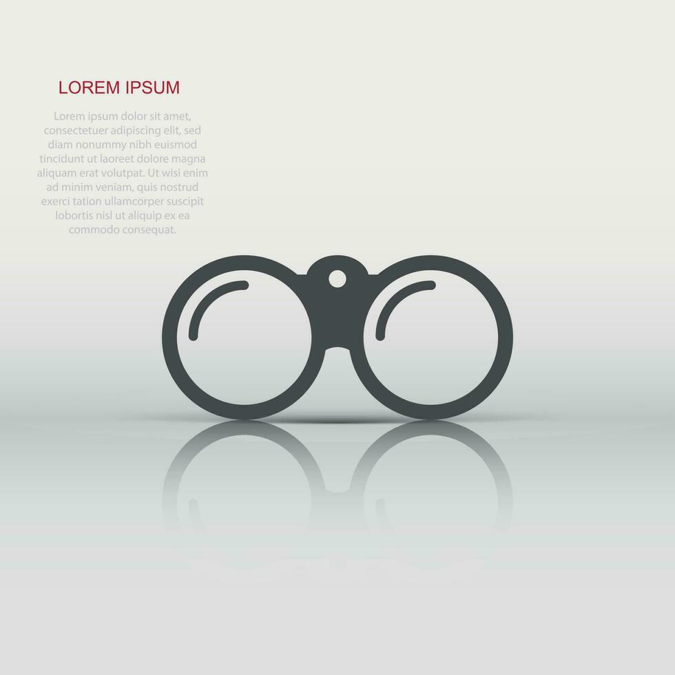 Vector binocular icon in flat style. Binoculars explore sign illustration pictogram. Binocular business concept.