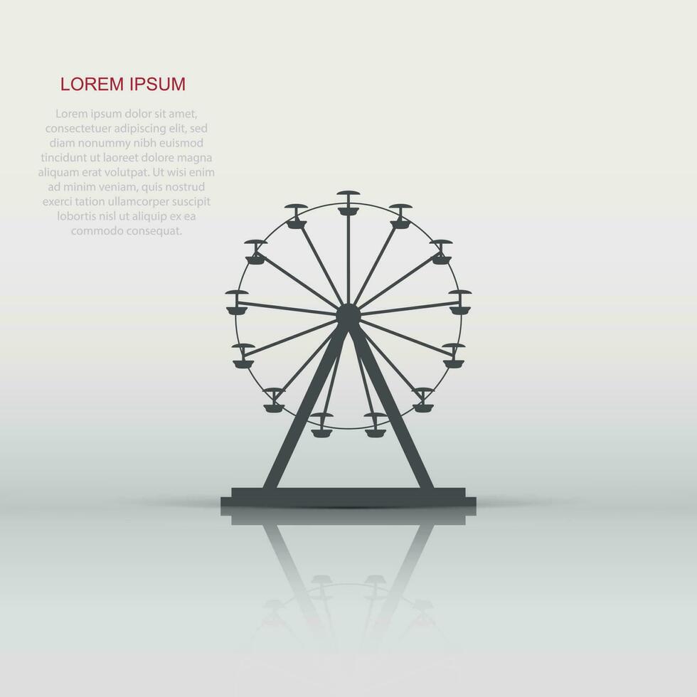 Vector ferris wheel icon in flat style. Carousel in park sign illustration pictogram. Amusement ride business concept.