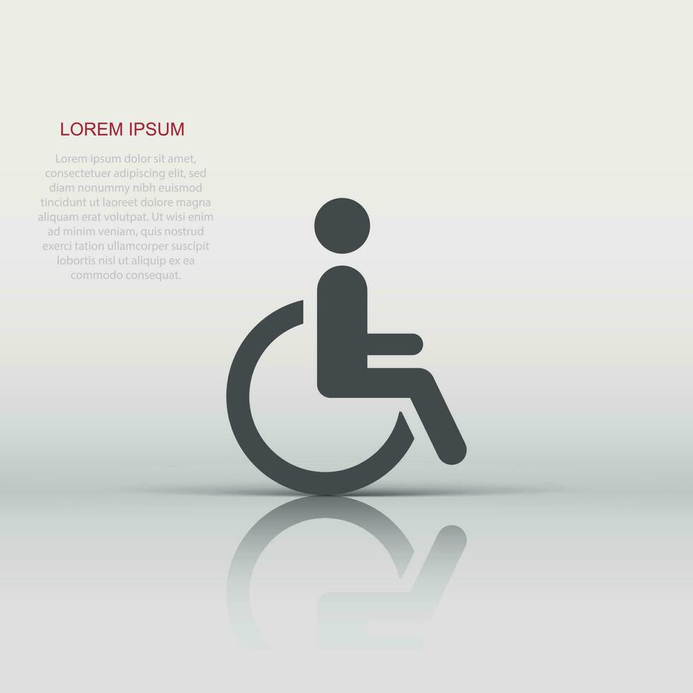 Vector man in wheelchair icon in flat style. Handicapped invalid sign illustration pictogram. People business concept.