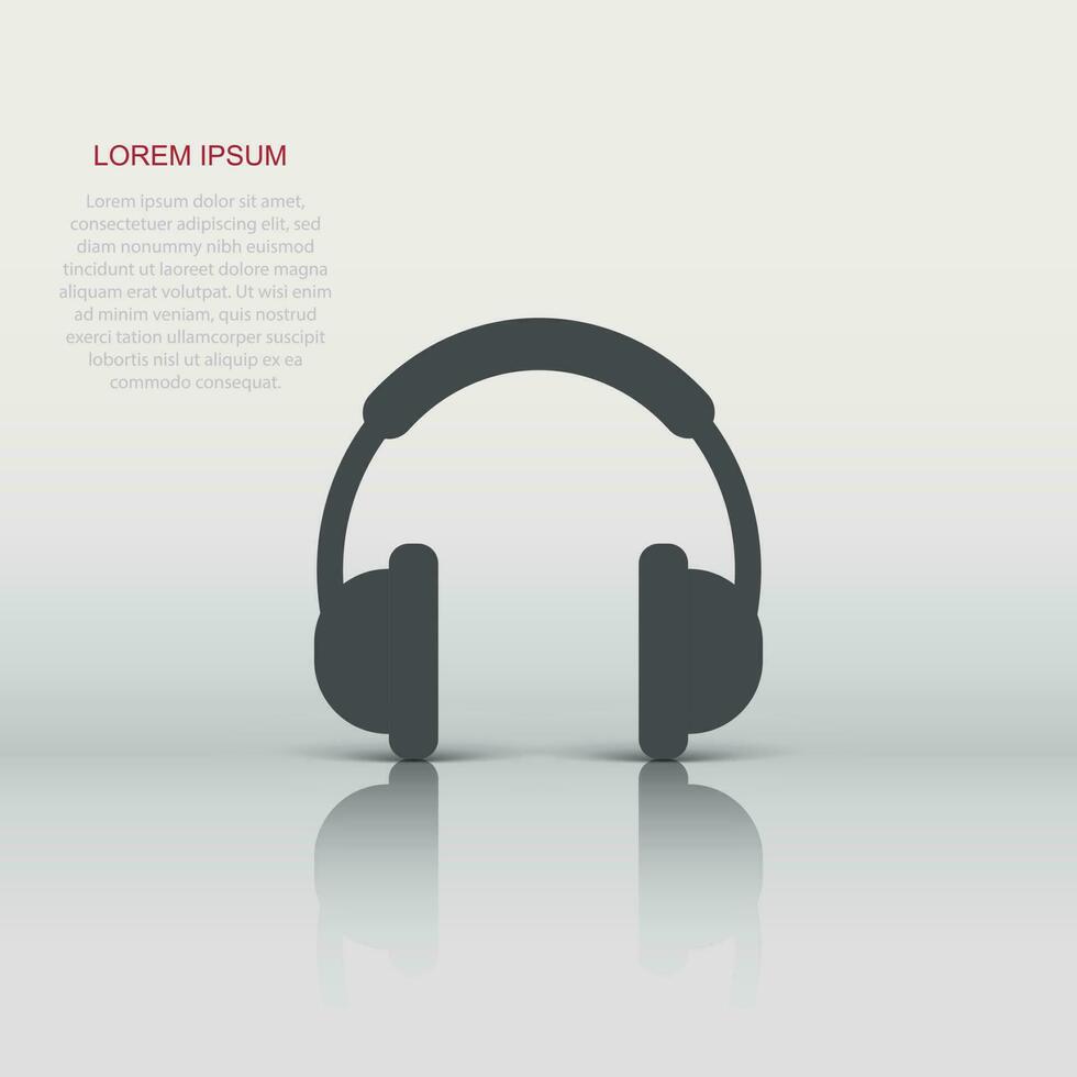 Vector headphone icon in flat style. Earphone headset sign illustration pictogram. Headphones business concept.