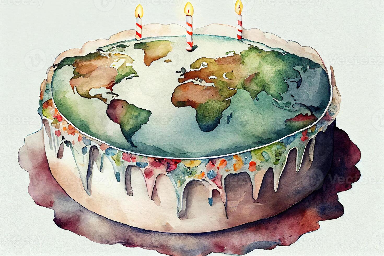 world map on a cake. photo