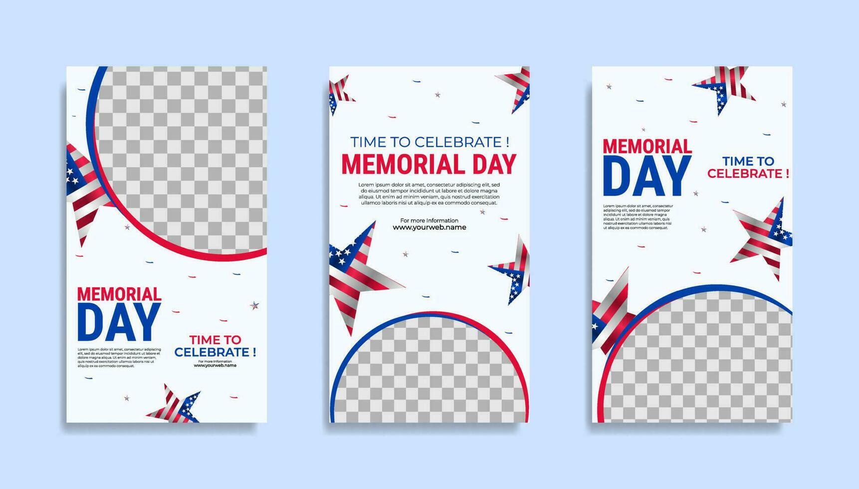 Memorial day Social media stories template design with the national flag of the United States of America vector