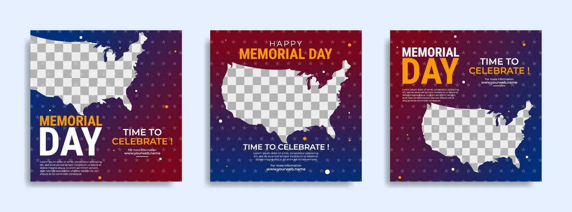 Memorial day Social media post template design with the national flag of the United States of America vector