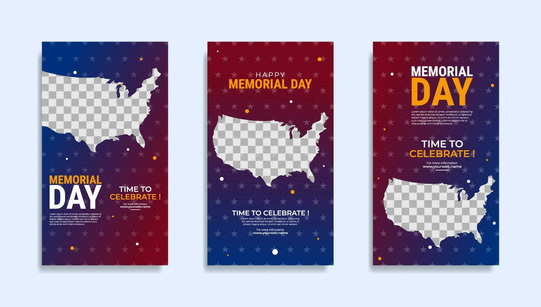 Memorial day Social media stories template design with the national flag of the United States of America vector