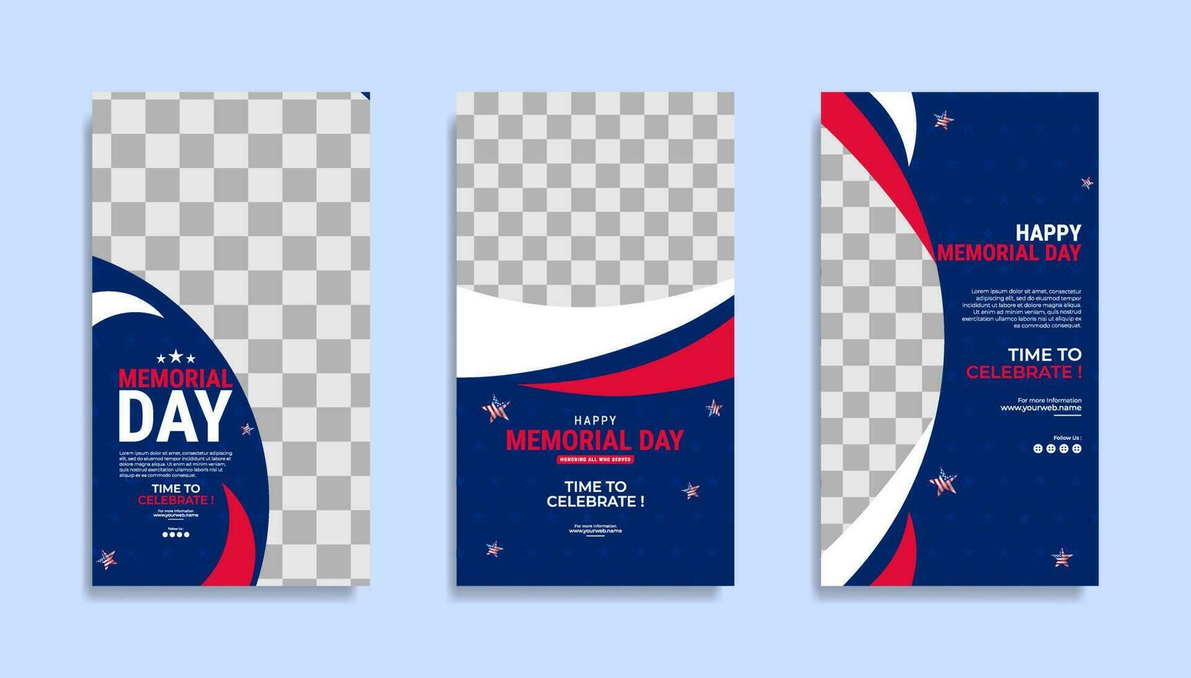 Memorial day Social media stories template design with the national flag of the United States of America vector