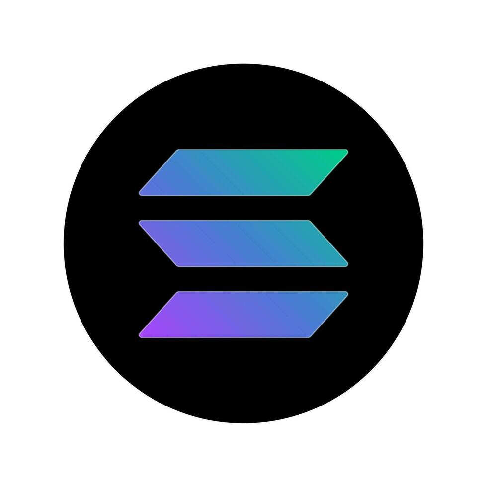 Solana coin logo, icon, cryptocurrency vector