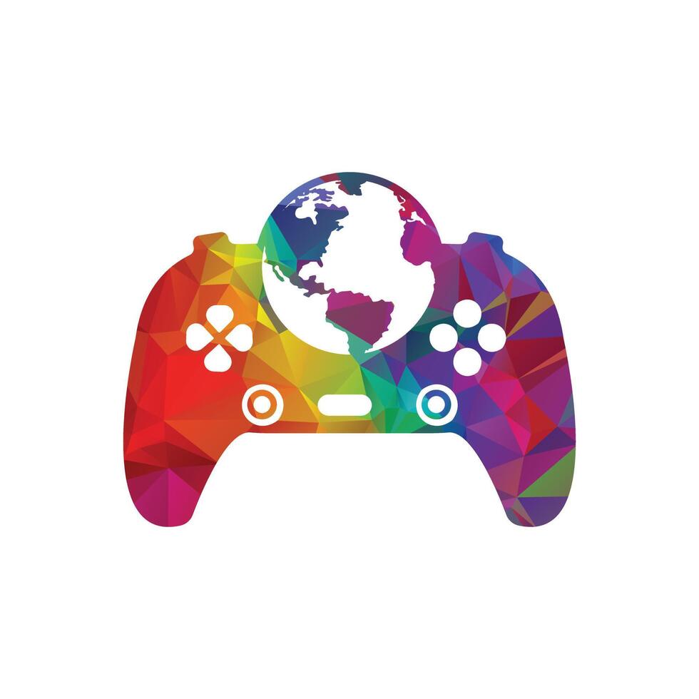 Game globe logo Icon design. online gamer world logo. globe and colorful pattern vector illustration .