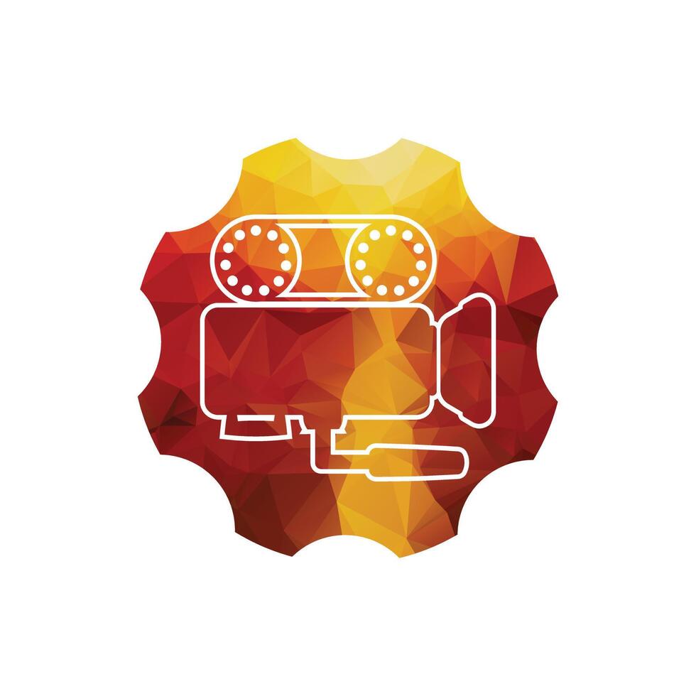Media camera icon video camera vector movie camera illustration. inside shape of gear cog.