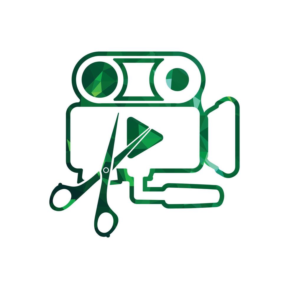 Media camera and Scissors icon video camera vector movie camera illustration.