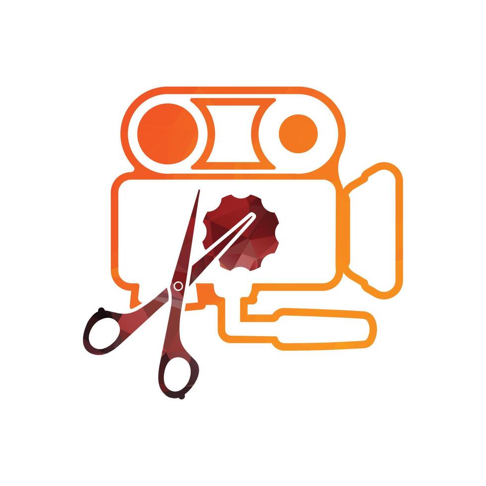Media camera and Scissors icon video camera vector movie camera illustration.