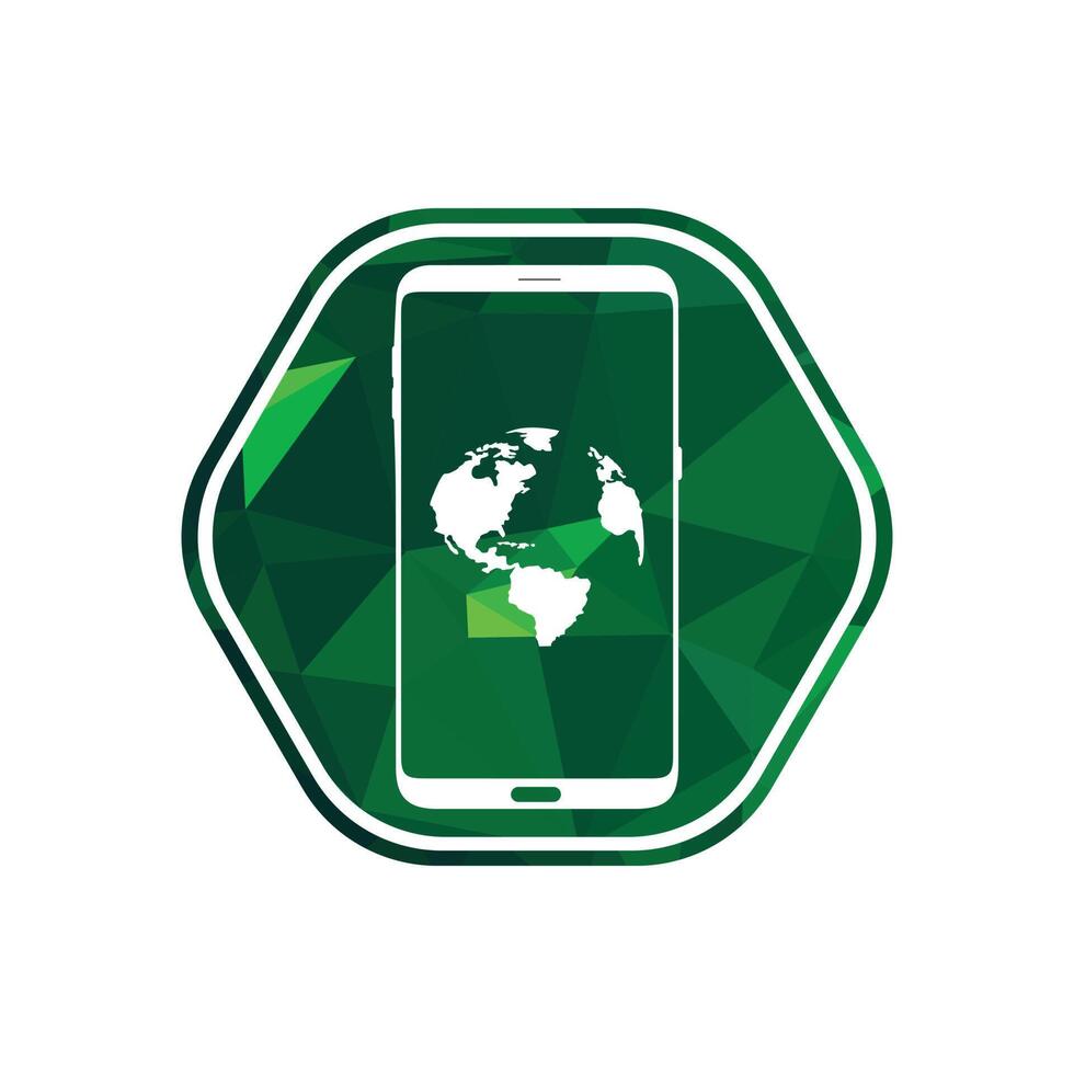 Smart phone logo design. mobile vector illustration with fingerprint   inside cloud shape icon .