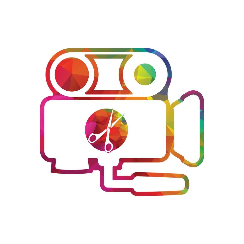 Media camera and Scissors icon video camera vector movie camera illustration.