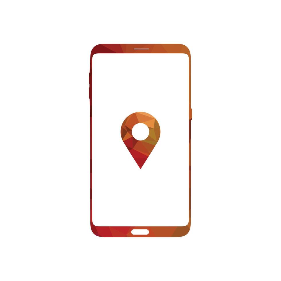 Smart phone logo design. mobile vector illustration with map pin location icon.