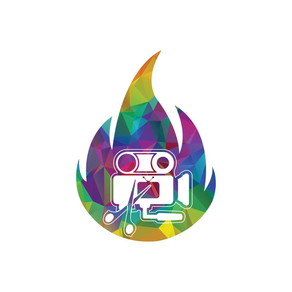 Media camera and fire TV and Scissors icon video camera vector movie camera illustration.