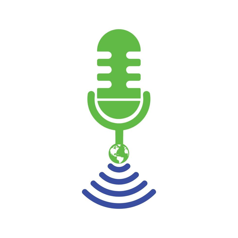 Wi-Fi Podcast microphone Icon Green and Blue color vector Design.