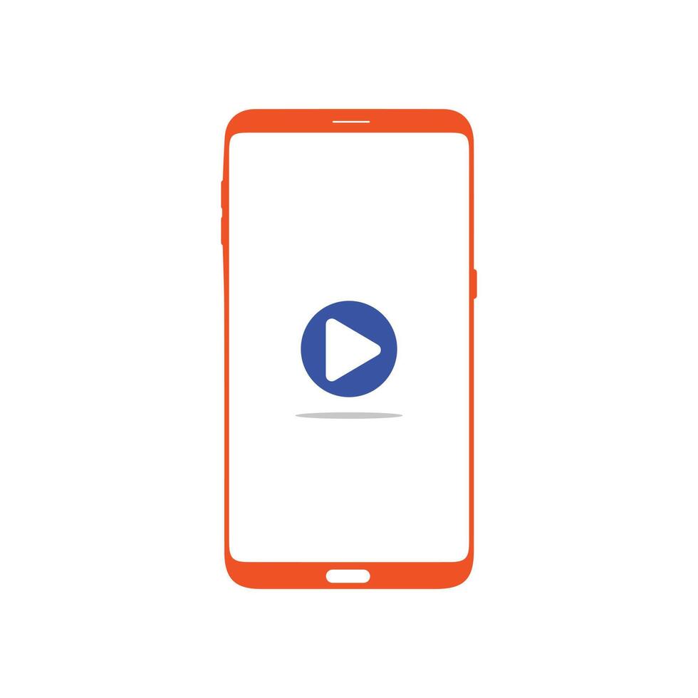 Smart phone logo design. mobile vector illustration with play button icon.