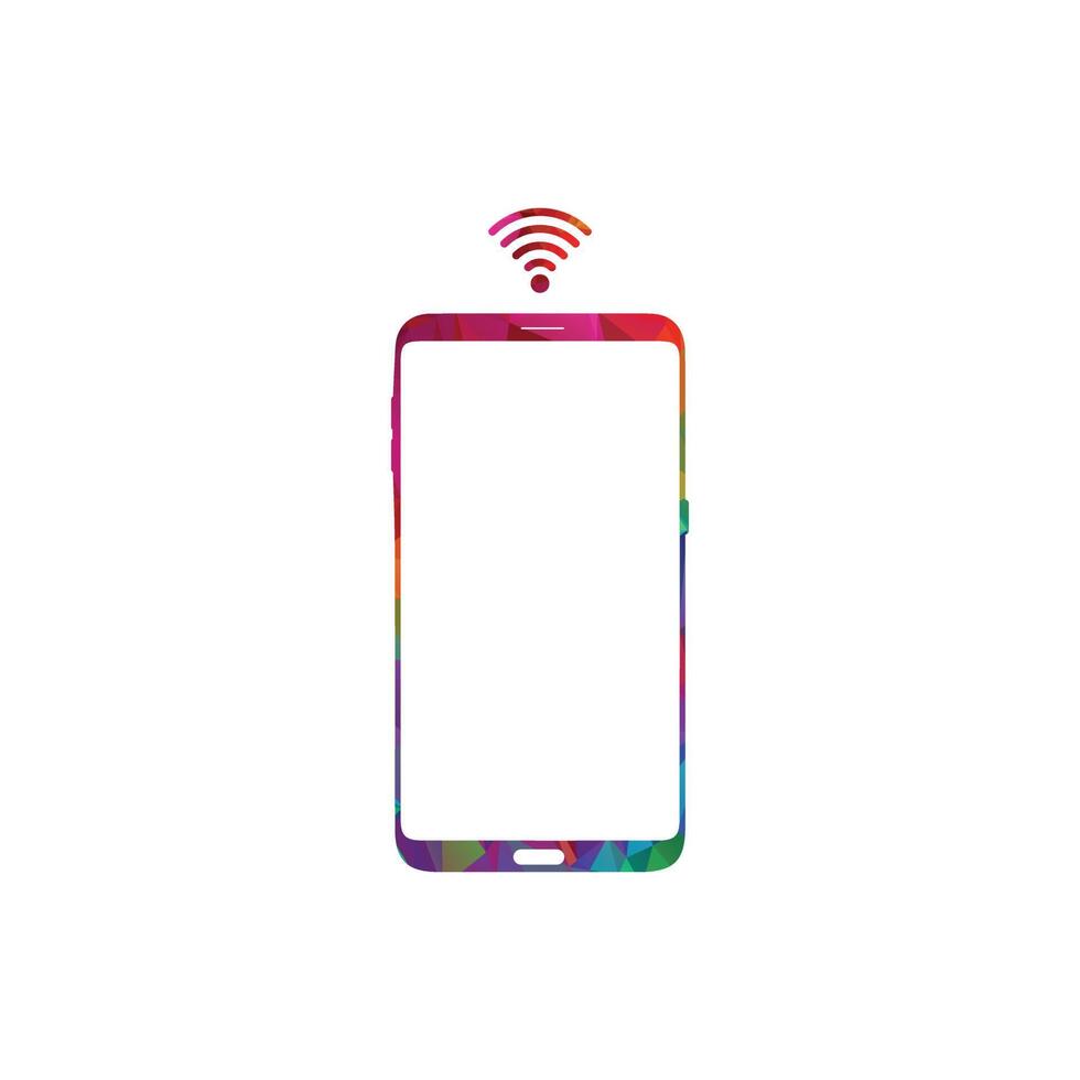 Smart phone logo design. mobile vector illustration silhouette with Wi-Fi icon.