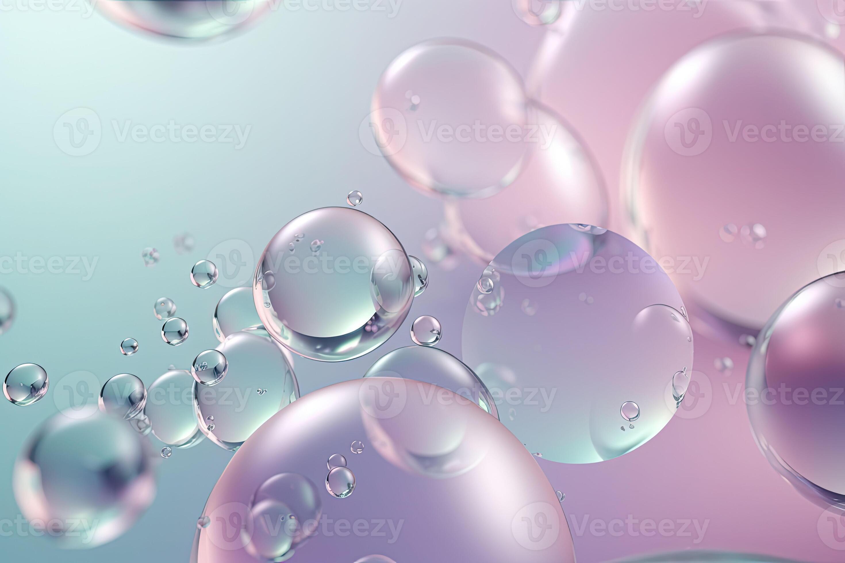 Pastel background with iridescent magical air bubbles. Wallpaper with