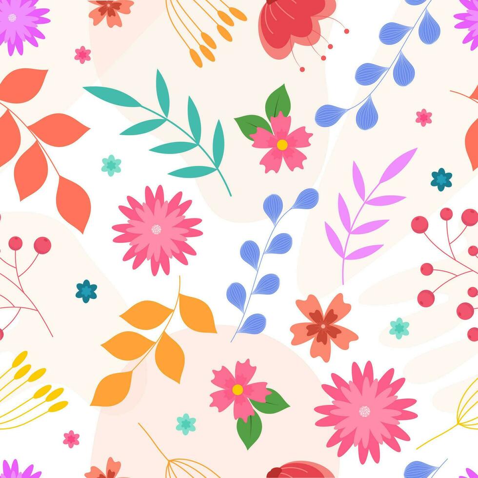 Colorful Floral Seamless Pattern Background. vector