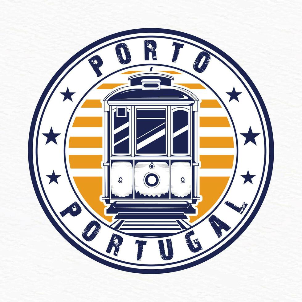 Logo of Porto Portugal with tram for t-shirt design vector illustration
