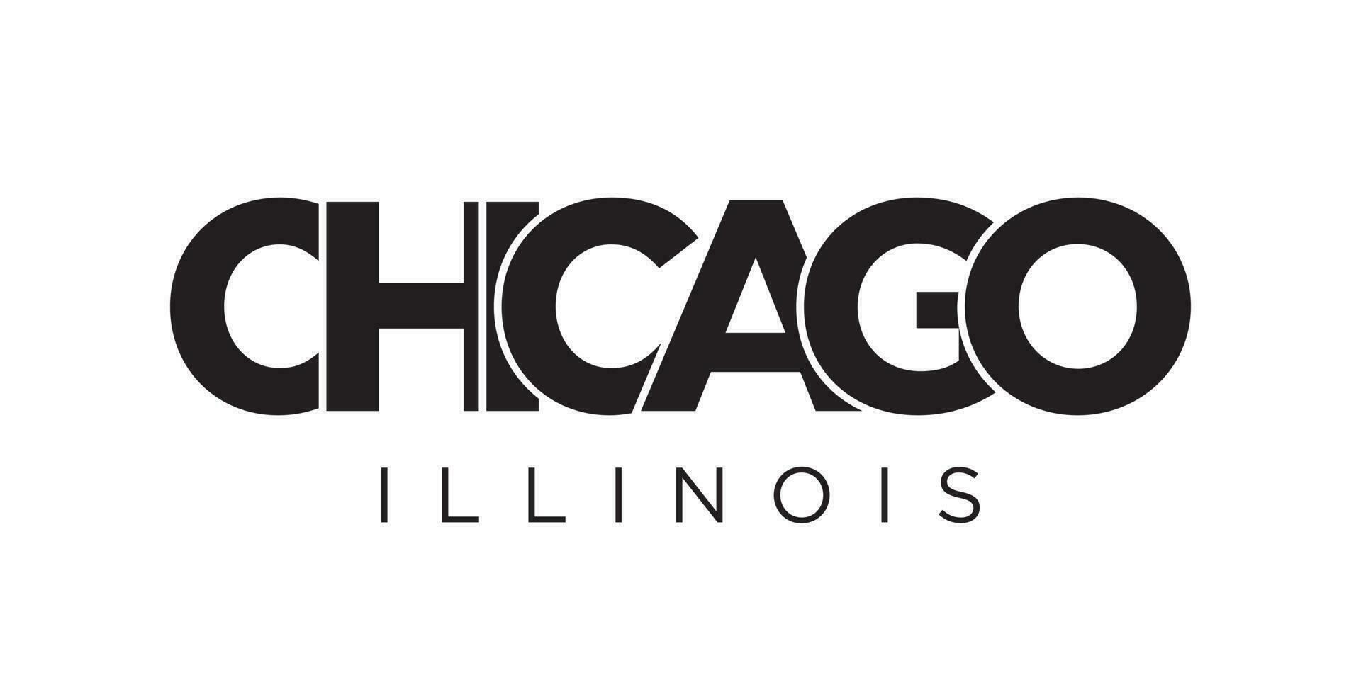 Chicago, Illinois, USA typography slogan design. America logo with graphic city lettering for print and web. vector