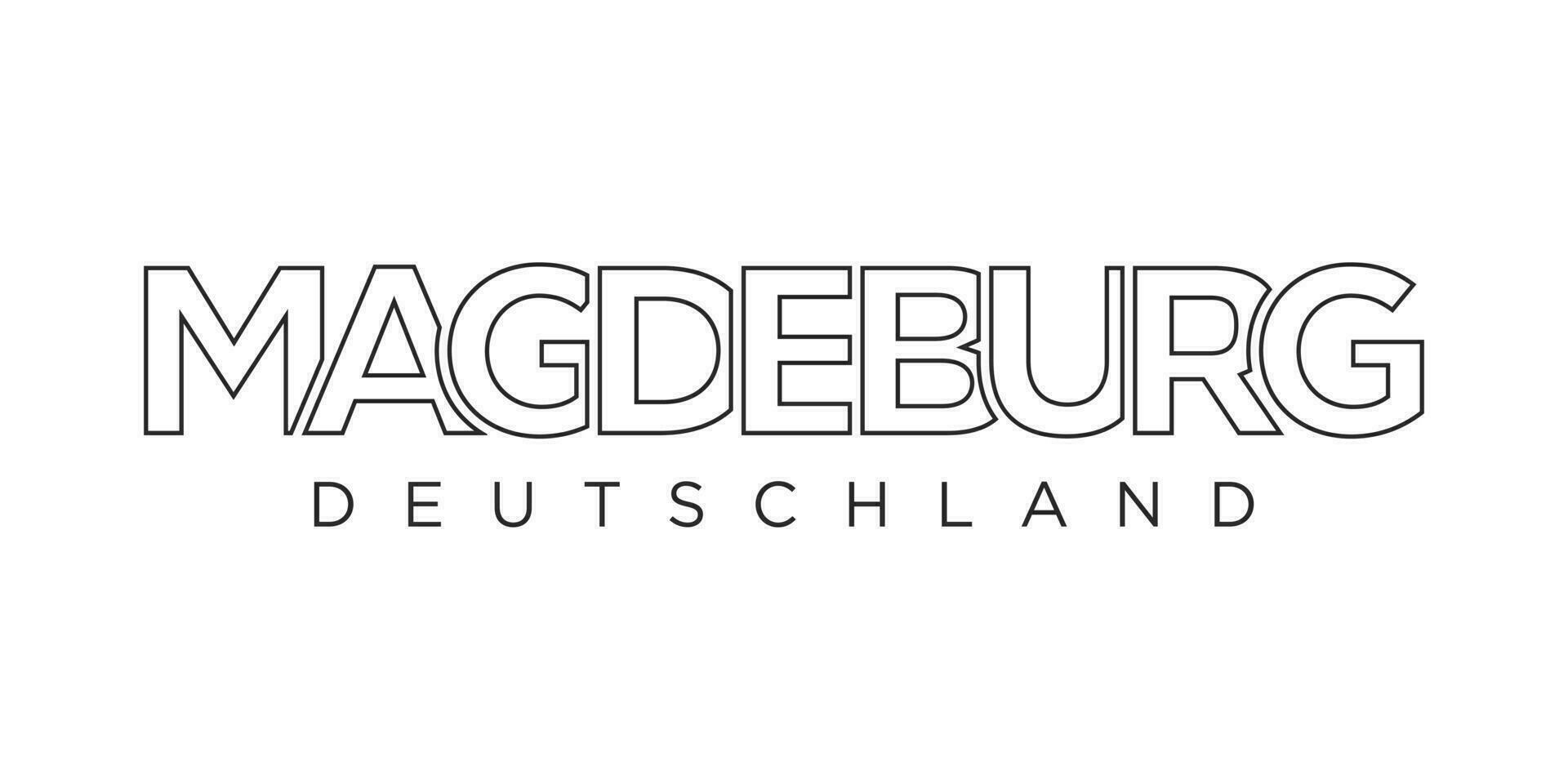 Magdeburgo deutschland, moderno y creativo vector ilustración diseño presentando el ciudad de Alemania como un gráfico símbolo y texto elemento, conjunto en contra