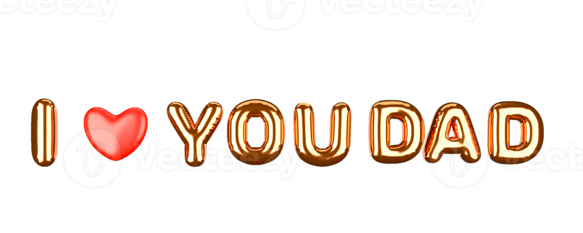 Golden And Red Balloon I Love Dad Text. png