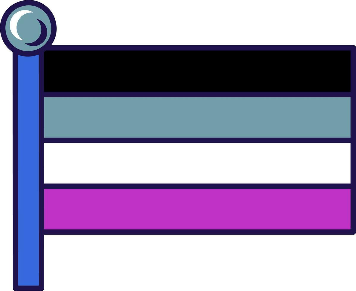 Outline Flagpole Flag Asexual Pride vector