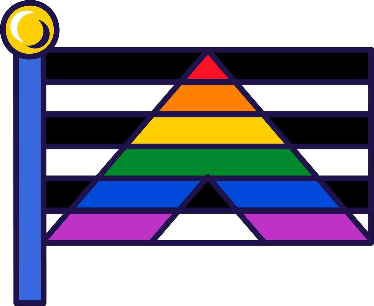 Outline Flagpole Flag Ally Pride vector