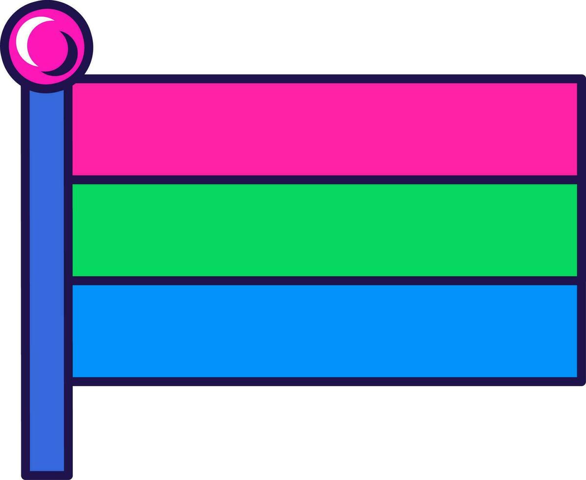 Outline Flagpole Flag Poly Sexual Pride vector