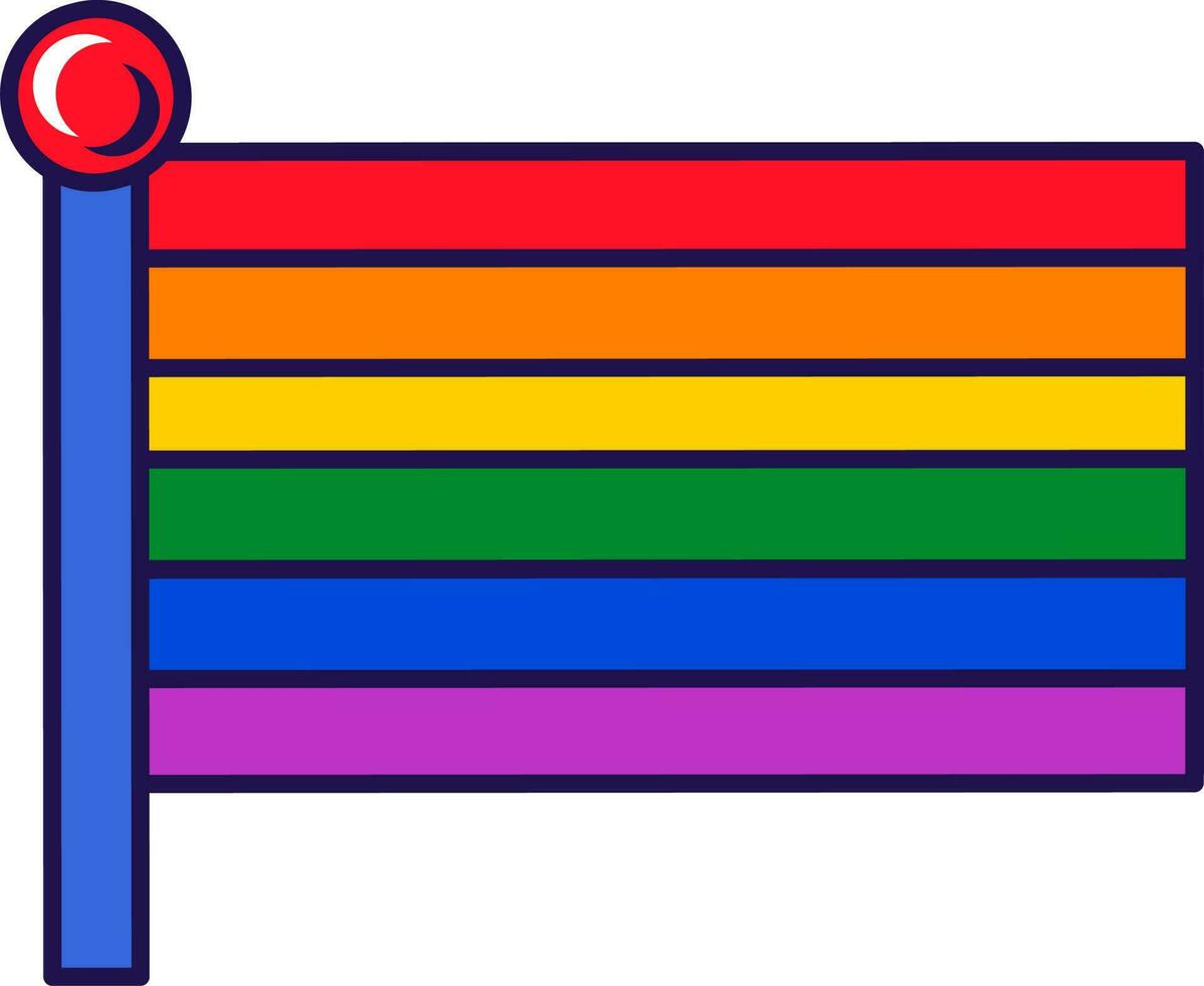 Outline Flagpole Flag Traditional Gay Pride vector