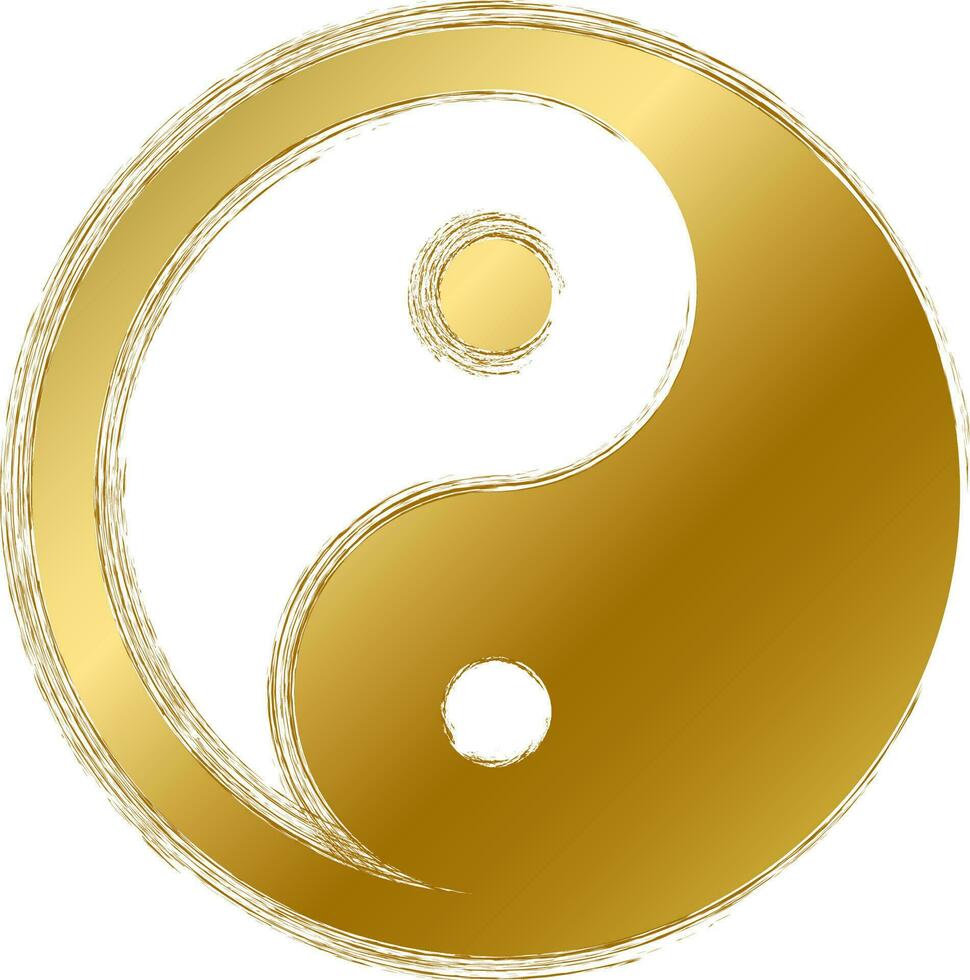 grunge oro religión yin yang místico símbolo vector