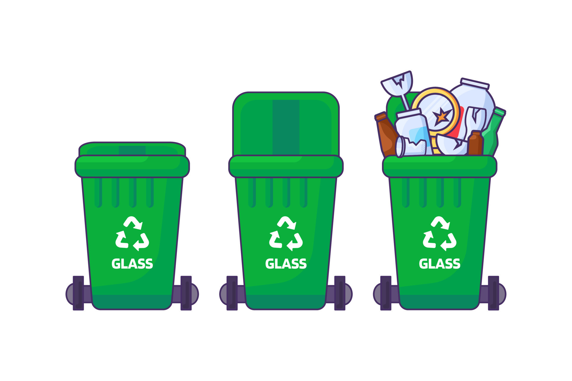 Glass Waste Recycling Sorting Lid Containers 23786449 Vector Art at