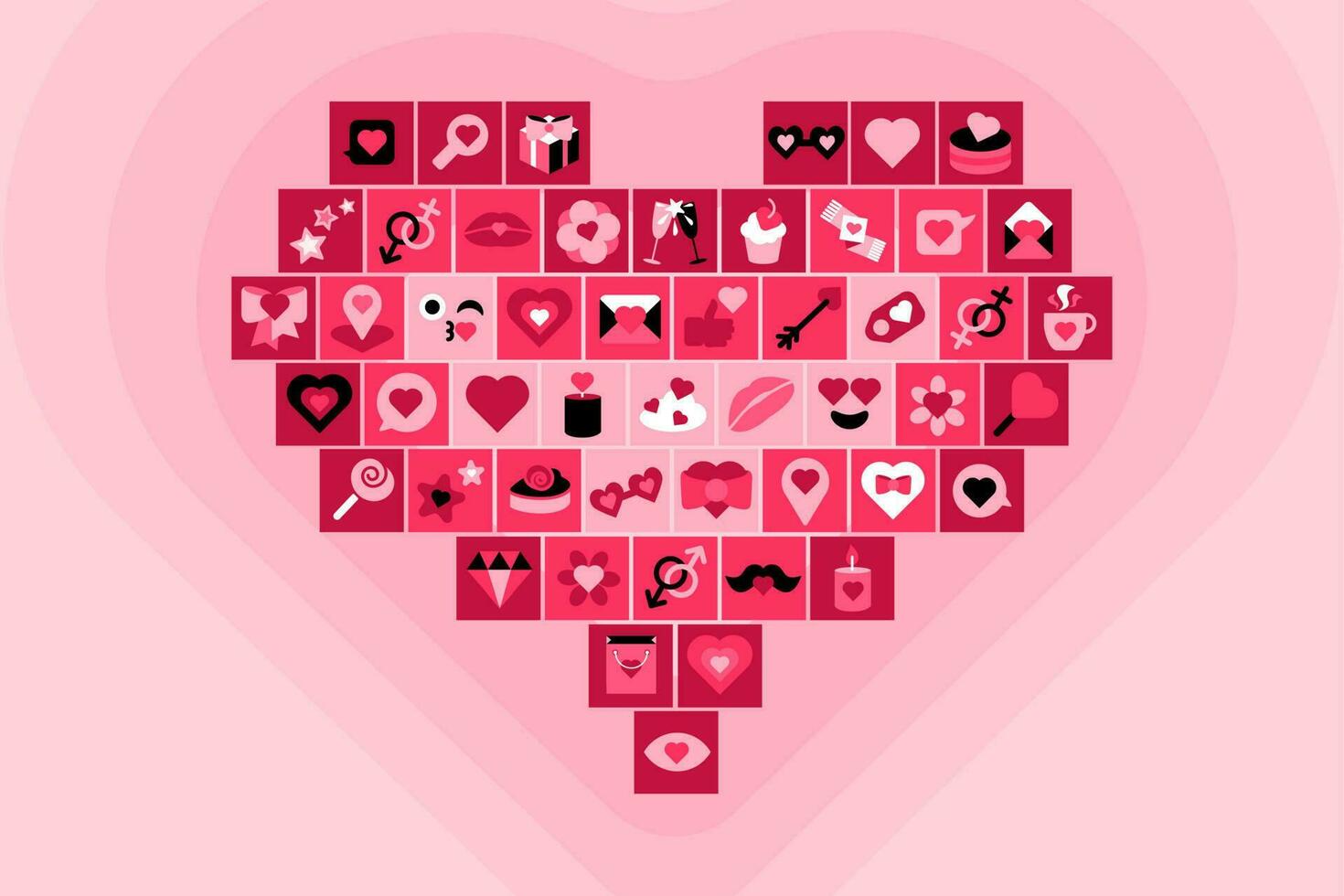 Love Heart Dating Pink Icon Collage vector