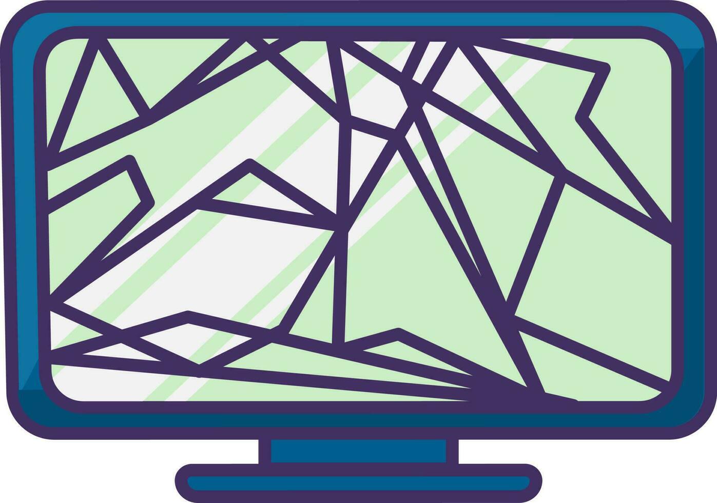 Outline E Waste Broken Monitor TV Screen vector