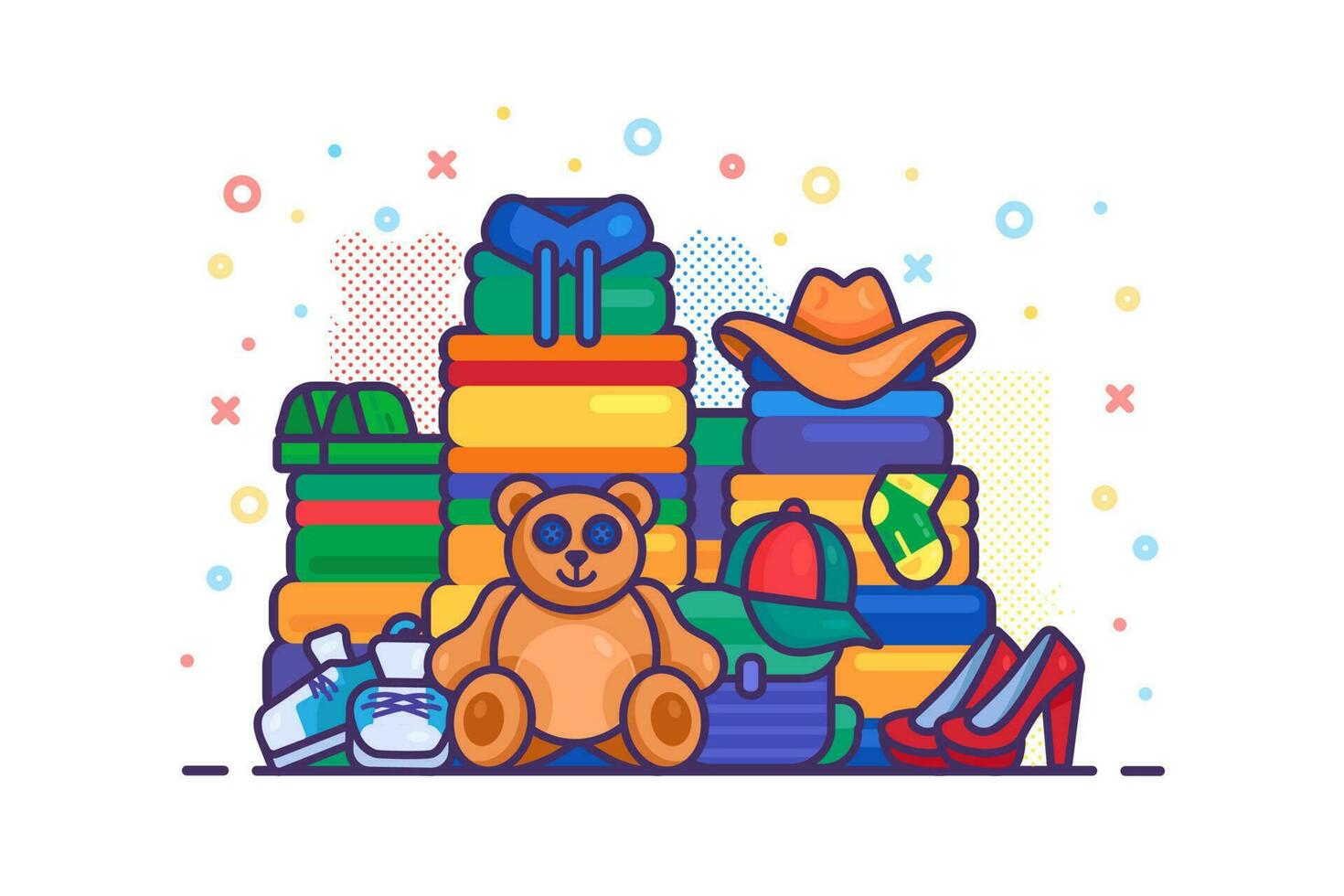 Textile Shopping Illustration Outline Concept vector