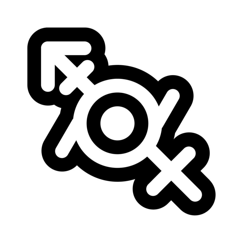 Outline Gender Genderfluid Black White Icon vector