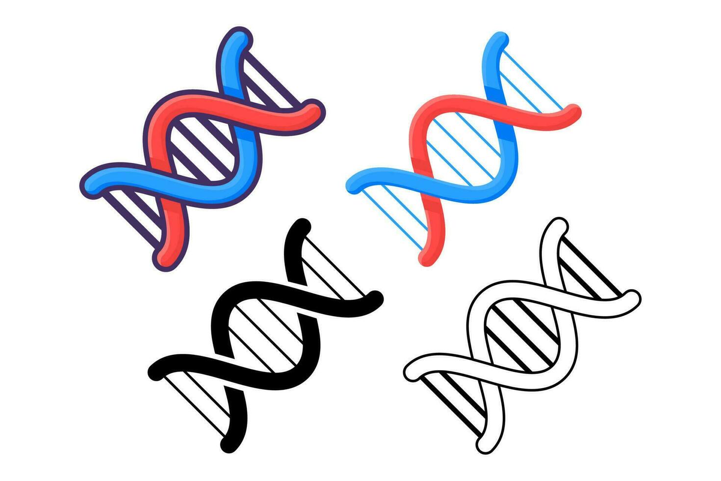 Genetic Spiral DNA Molecule Set vector