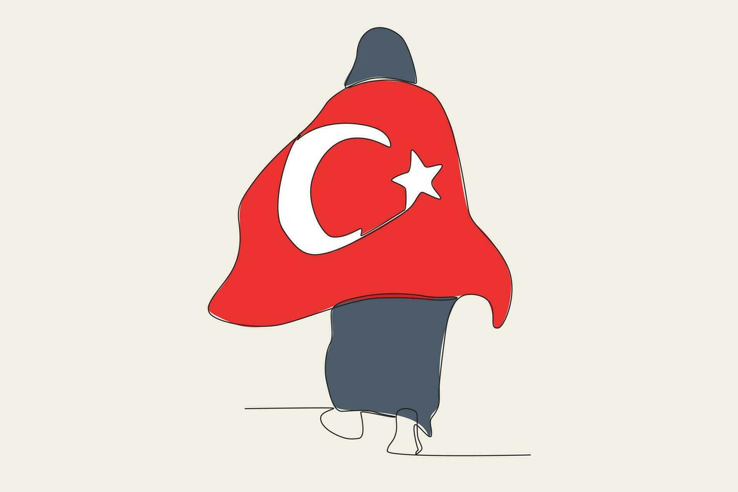 Color illustration of a woman covering herself with a turkish flag vector