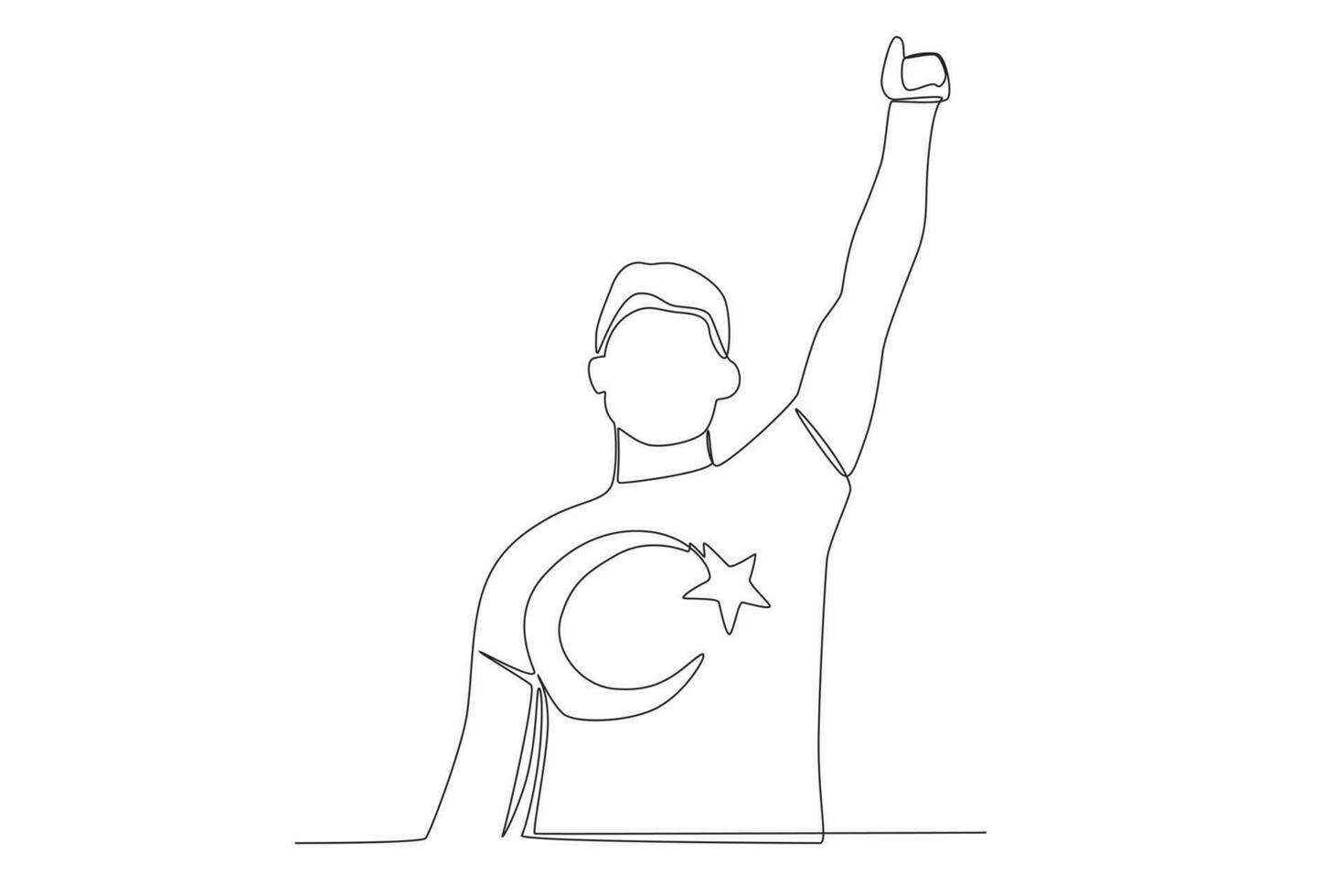 A man wearing a Turkish national symbol and raising his hand vector