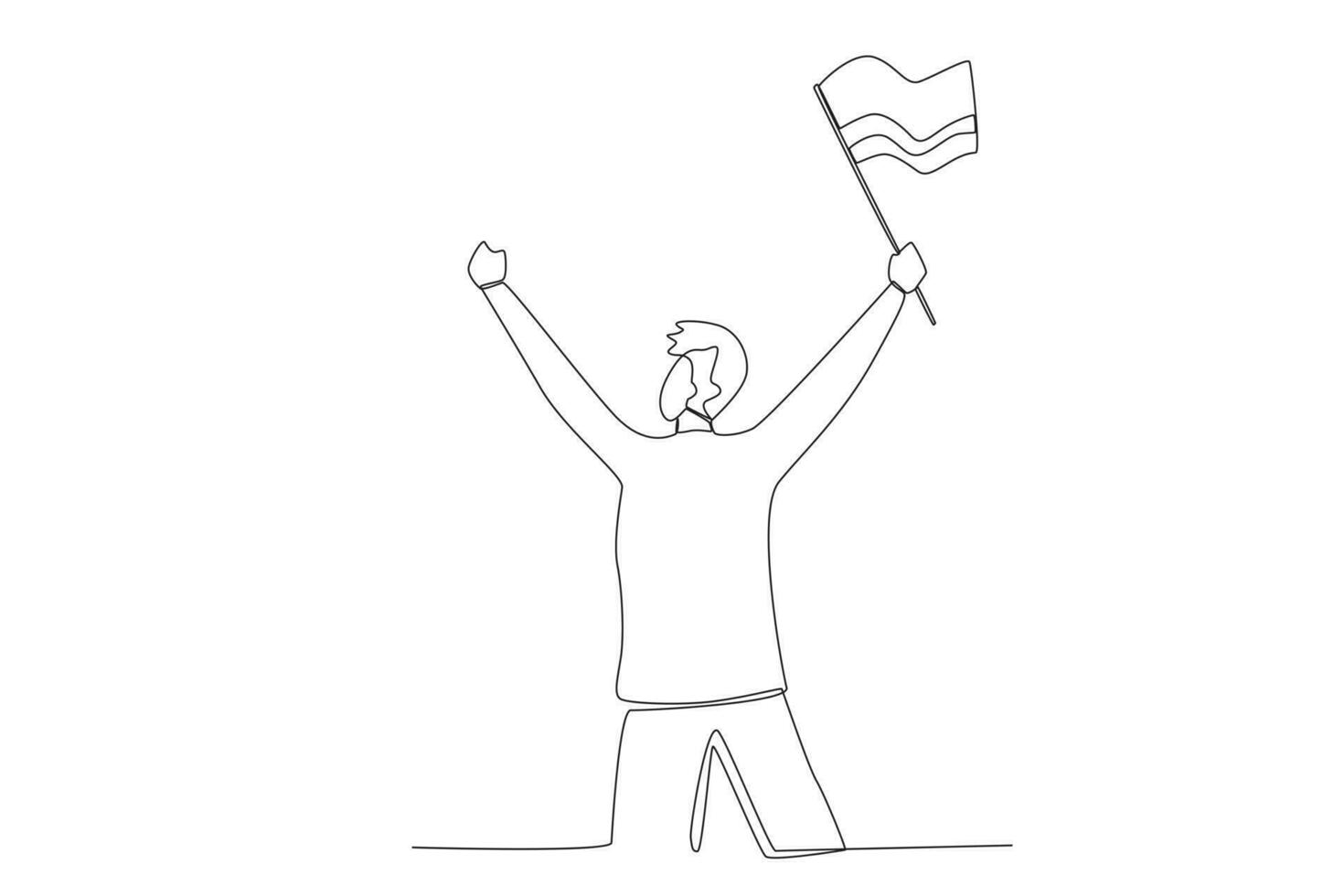 A happy man holds up the Colombian flag vector