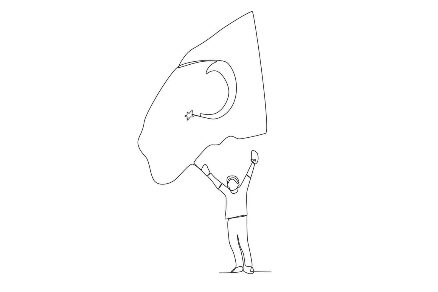 A man raising hand with flag above it vector