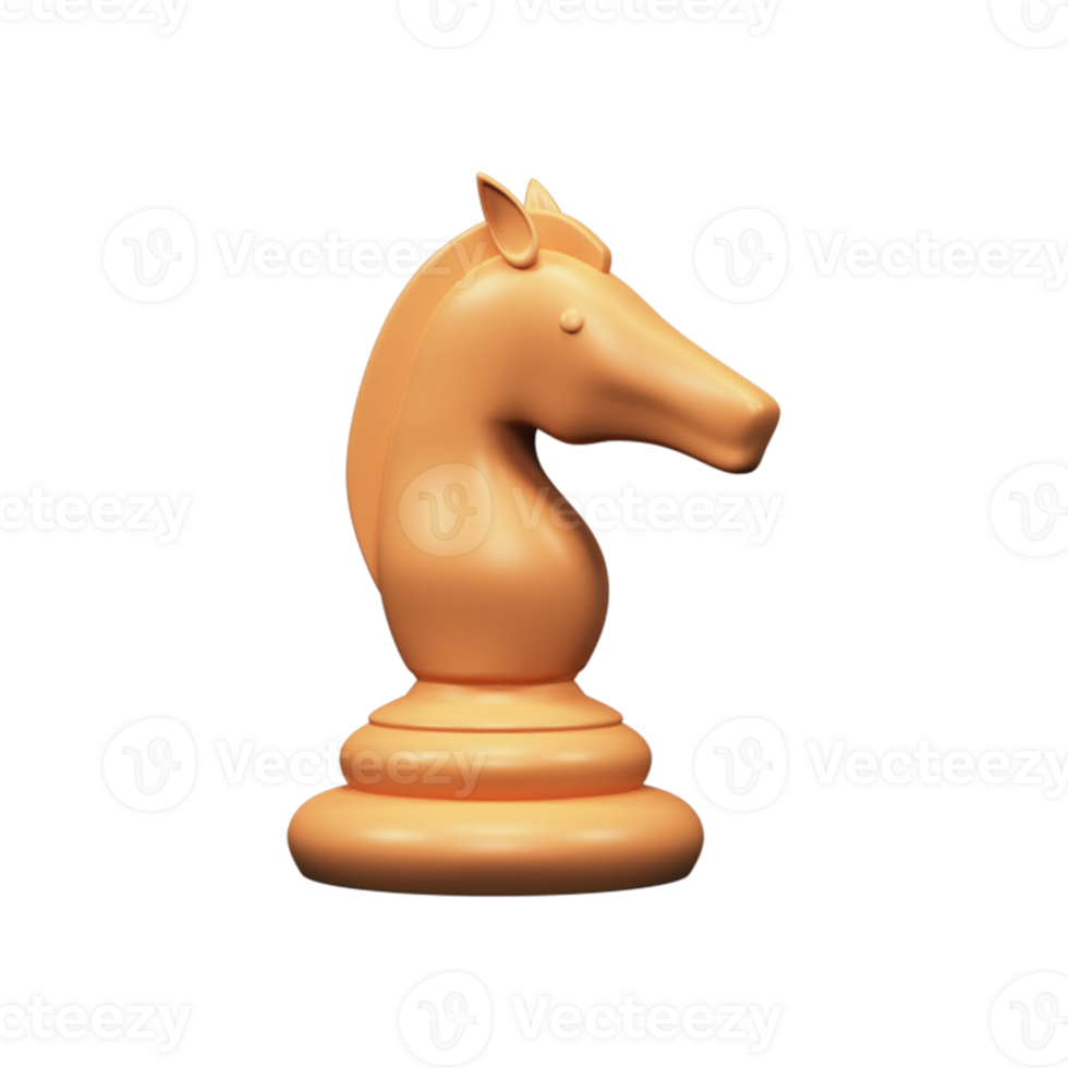 3D Render of Golden Knight Chess Piece png