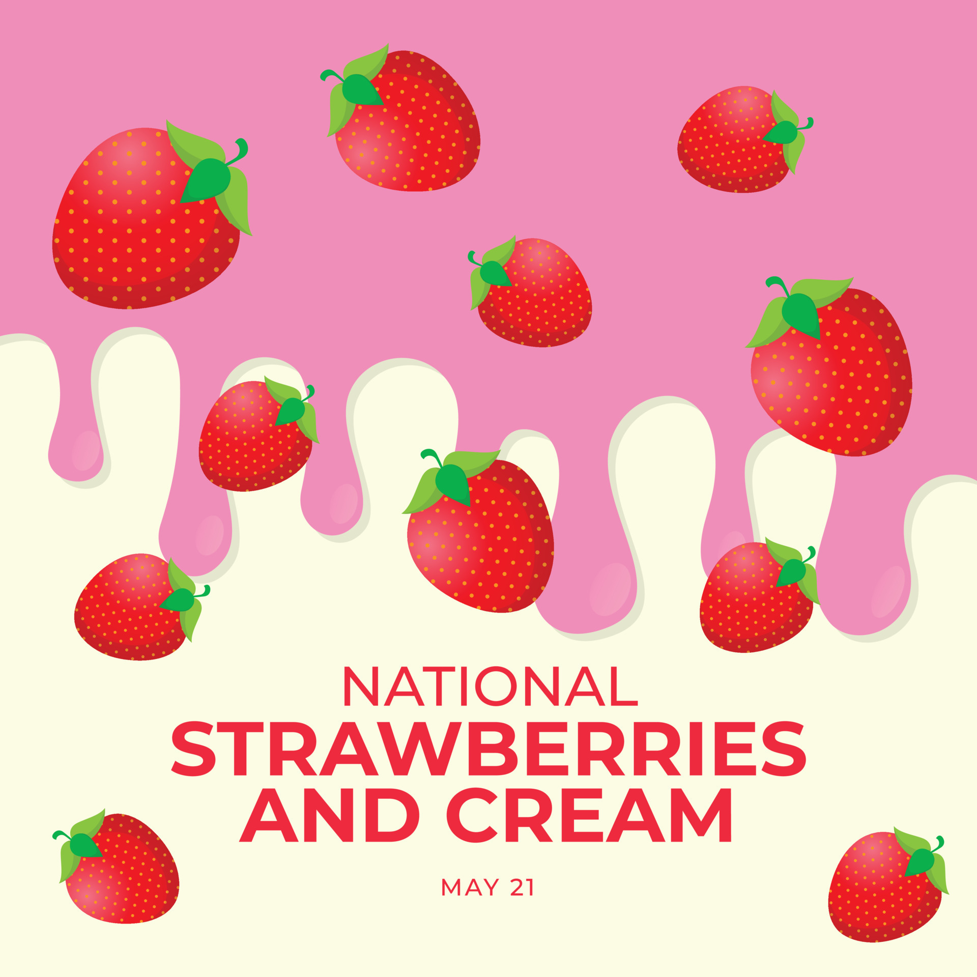 National Strawberries and Cream Day design template for celebration