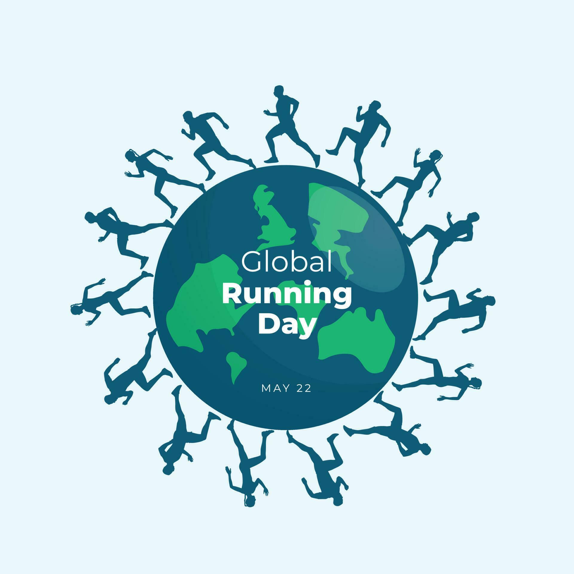 global running day design template for celebration. running people