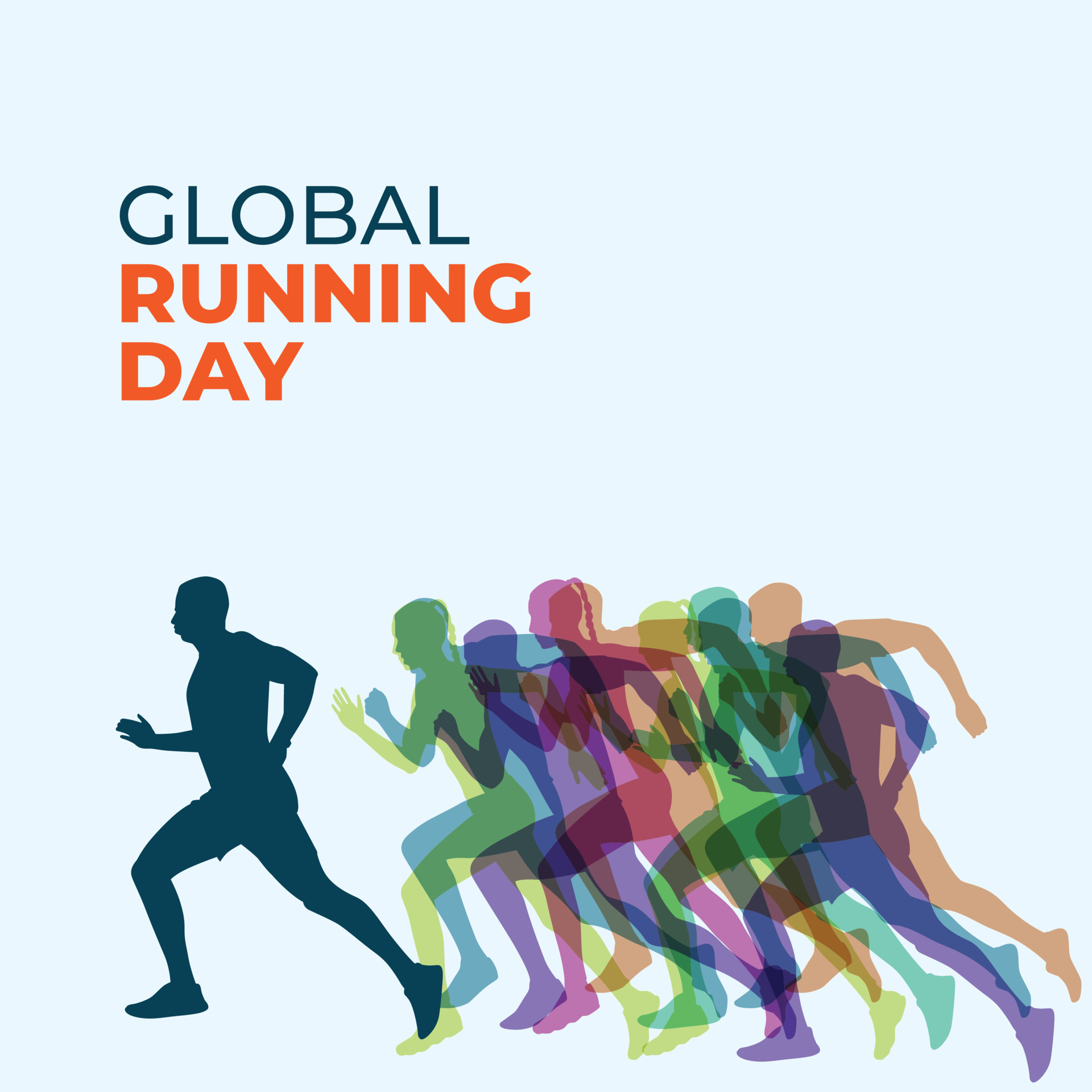 global running day design template for celebration. running people