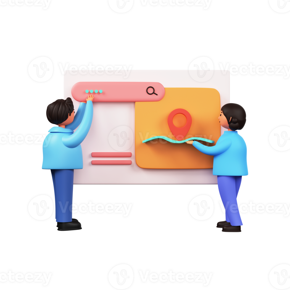 3D Render of Official Employees Maintaining Website png