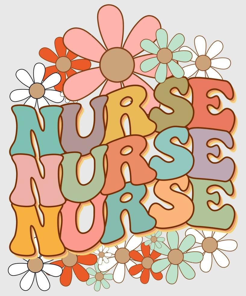 groovy nurse, Retro Nurse, nurse t-shirt design vector