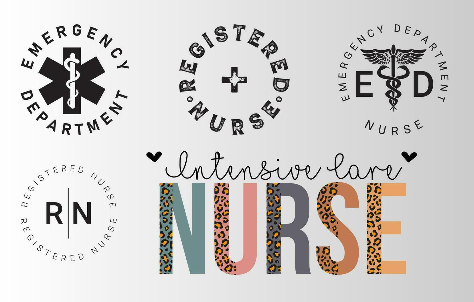 Registered Nurse, Rn Nurse, Nursing bundle t-shirt design vector